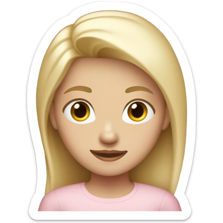 blonde straight hair girl , white race, wearing a tight light pink long sleeve shirt sticker