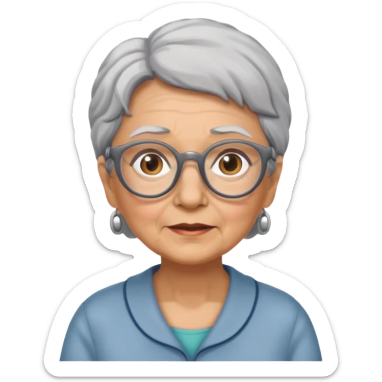 grandmother with glasses and gray hair, grizzle full body sticker