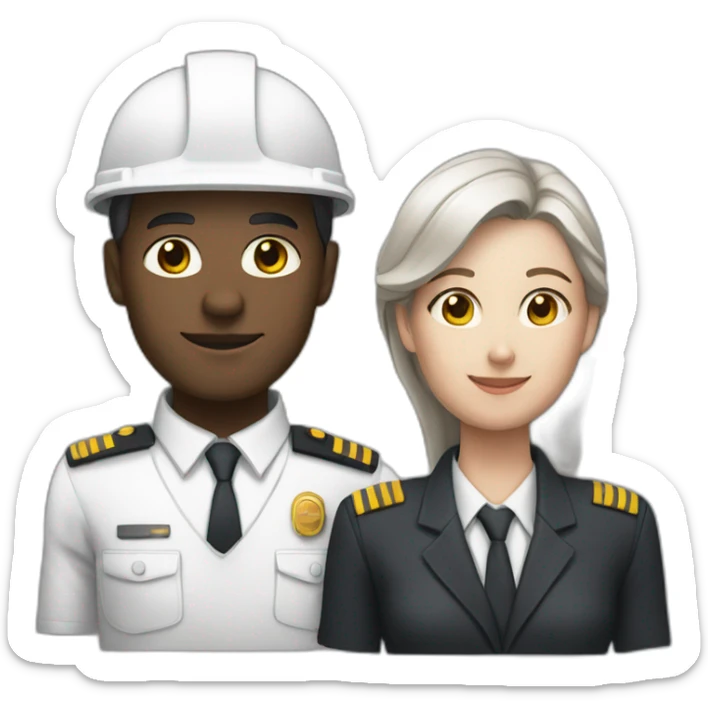 two architects a man and a woman in a uniform, dark and white skin sticker