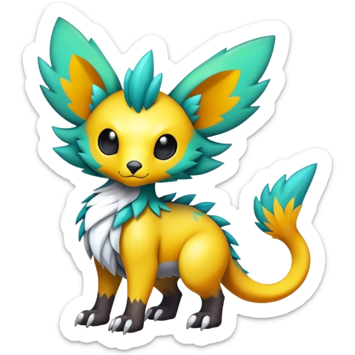 Cute cool edgy colorful fantasy animal hybrid Fakemon full body sticker
