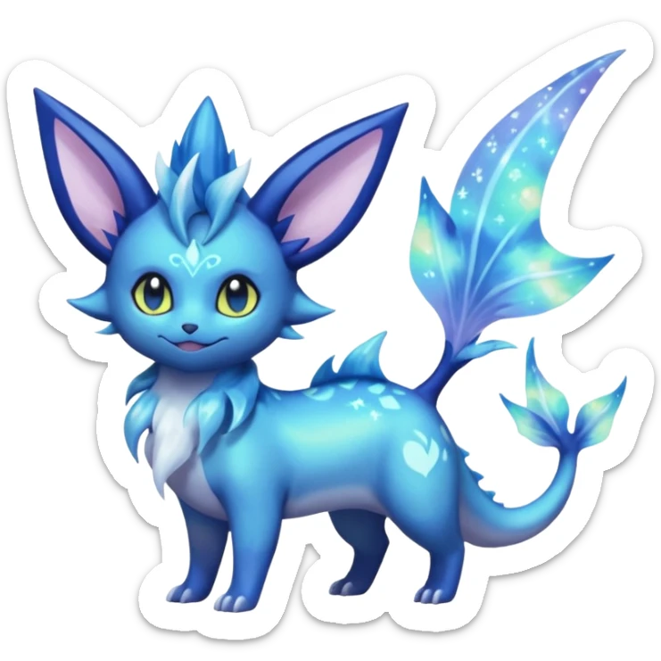 Nebulae Noibat-Aurorus-Vaporeon-Meowstic-Fakémon-hybrid-creature (full body)  sticker