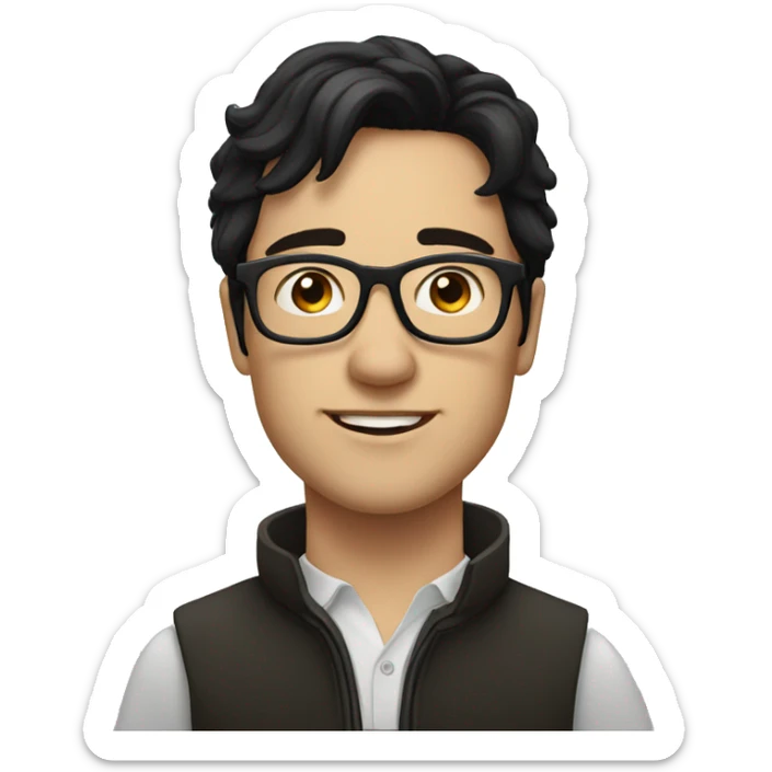 man in glasses black hair, white skin, european, on a horse sticker