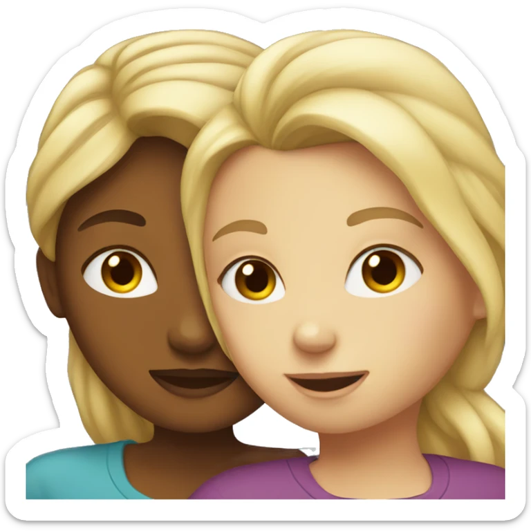 Woman with blonde hair hugging woman with brown hair sticker
