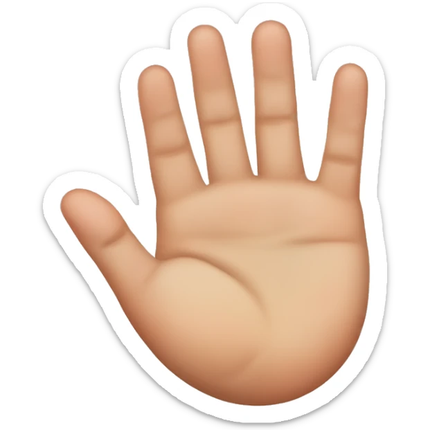 Hand emoji, with ring finger bruised and inflamed. Rest of fingers okay. sticker