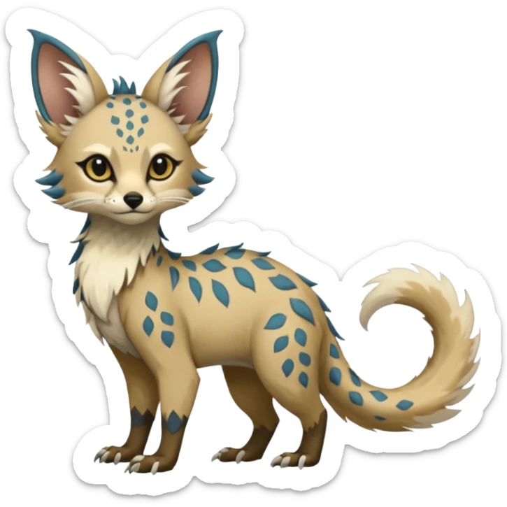 Feral Rare Fantasy Vernid-Trico-species by LiLaiRa, random markings, tufted tail, tufted ears, full body sticker