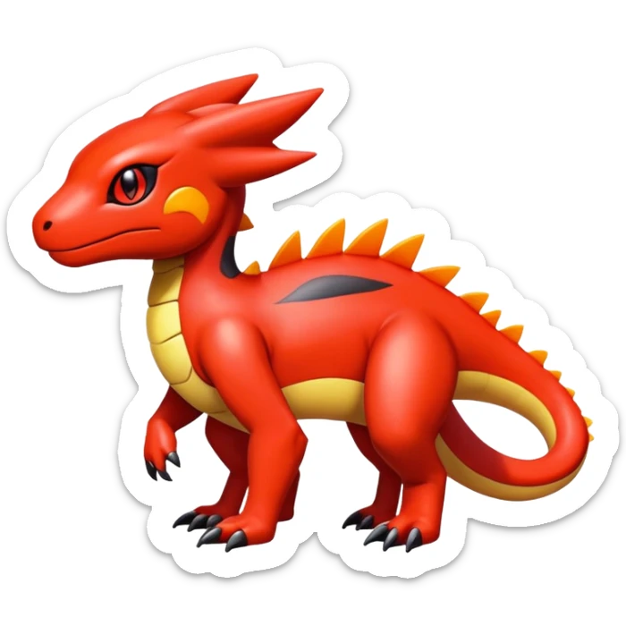 Cute Shiny Guilmon-Quilava-Salandit-Fakémon-hybrid-creature (full body)  sticker
