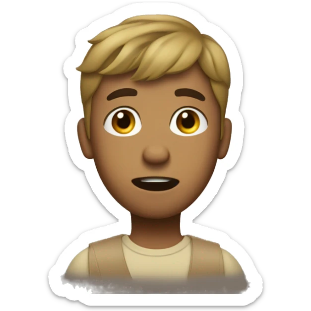 Young brown man with blonde hair who is confused with a question mark over his head sticker