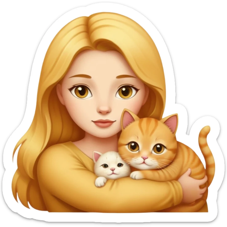 Sexy beautiful girl with a baby fat golden cat sticker
