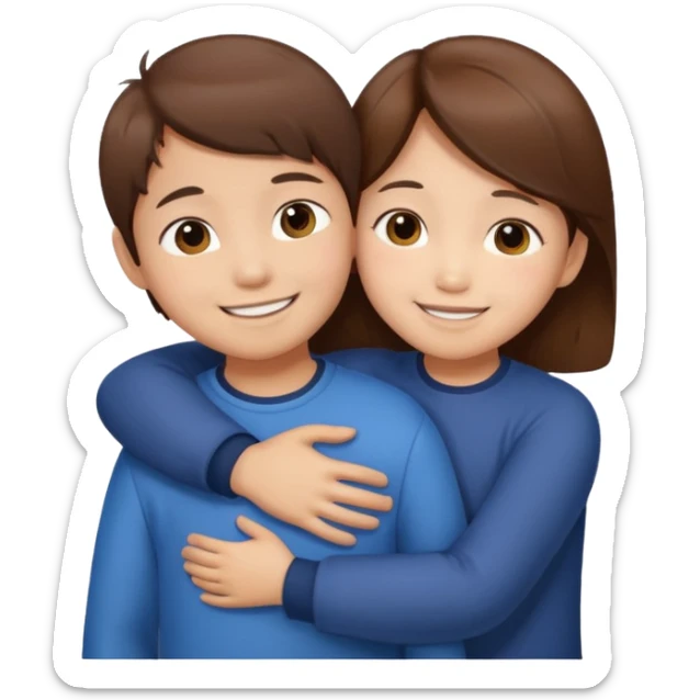 Asian brown hair boys girls friendship  sticker