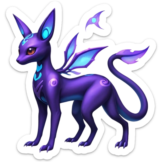 Shiny Ethereal Celestial Futuristic Salandit-Umbreon-Espeon-Hybrid (Full body) sticker