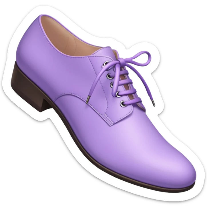 A 3D cartoon lavender-purple Formal shoes with soft texture, lace-up detail, and smooth reflections, isolated on plain background, Memoji-style. sticker