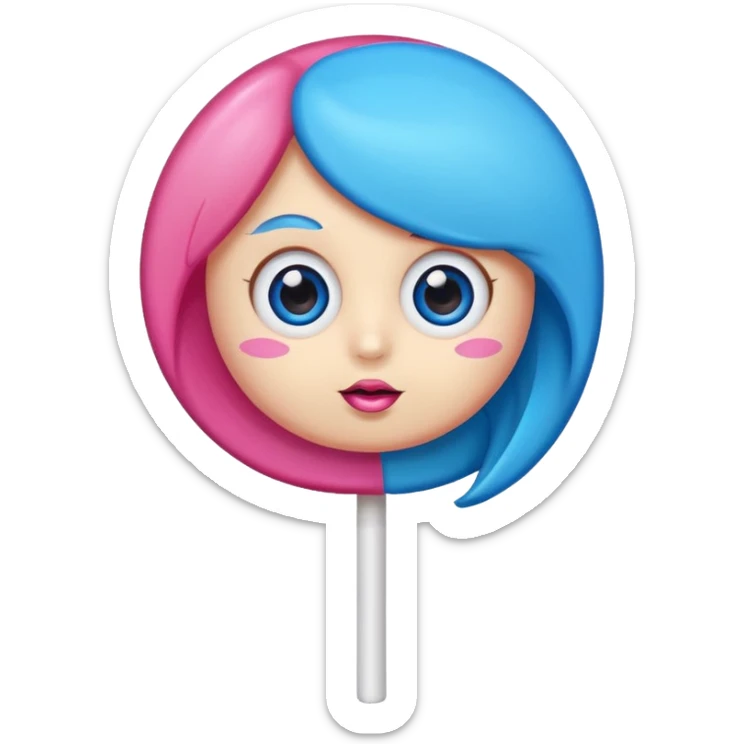 cute lollipop with eyes and hair and charactarized like cartoon but doesnt look like human sticker