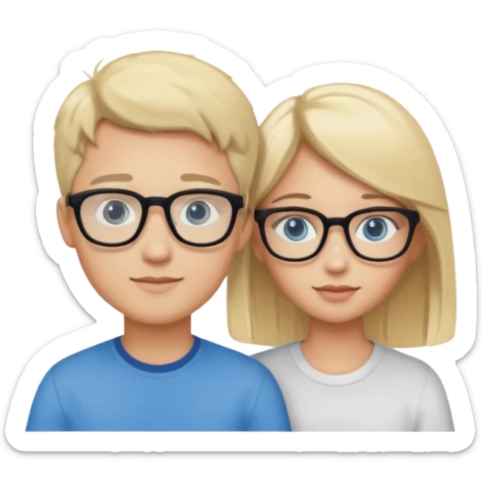 cute couple with a girl with blonde hair and blue eyes and the boy with dark hair and glasses  sticker