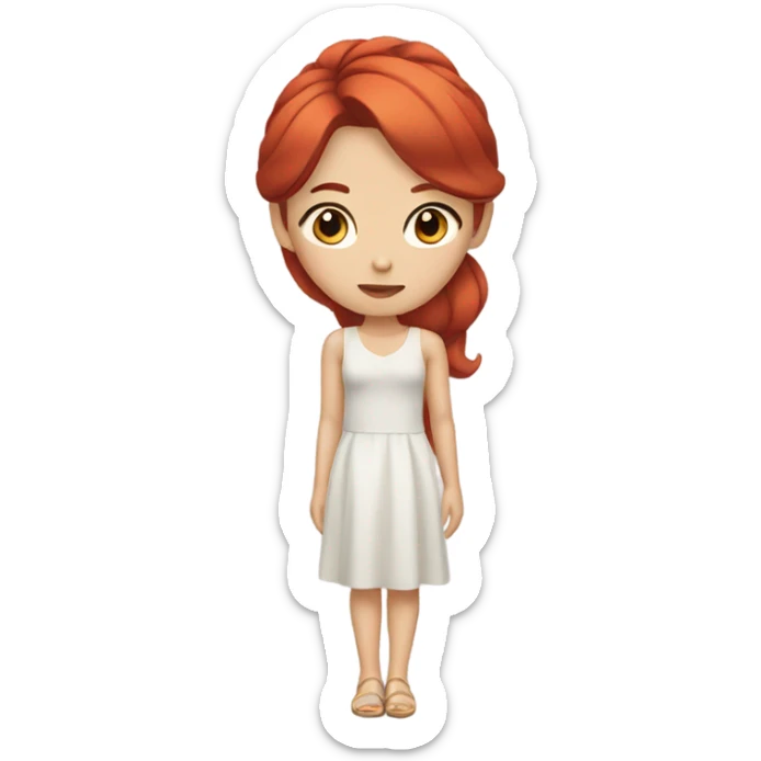 asian girl who's mbti is isfp, red hair, makeup, dress sticker