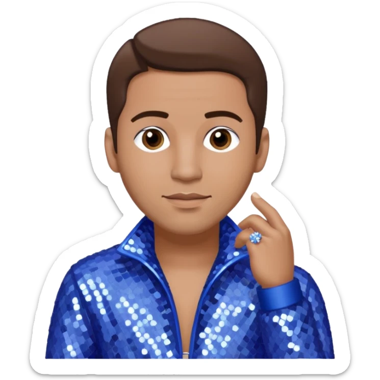 Mark Calderon, R&B Singer (b. 1970) from Color Me Badd with brown hair, periwinkle sequin outfit sticker