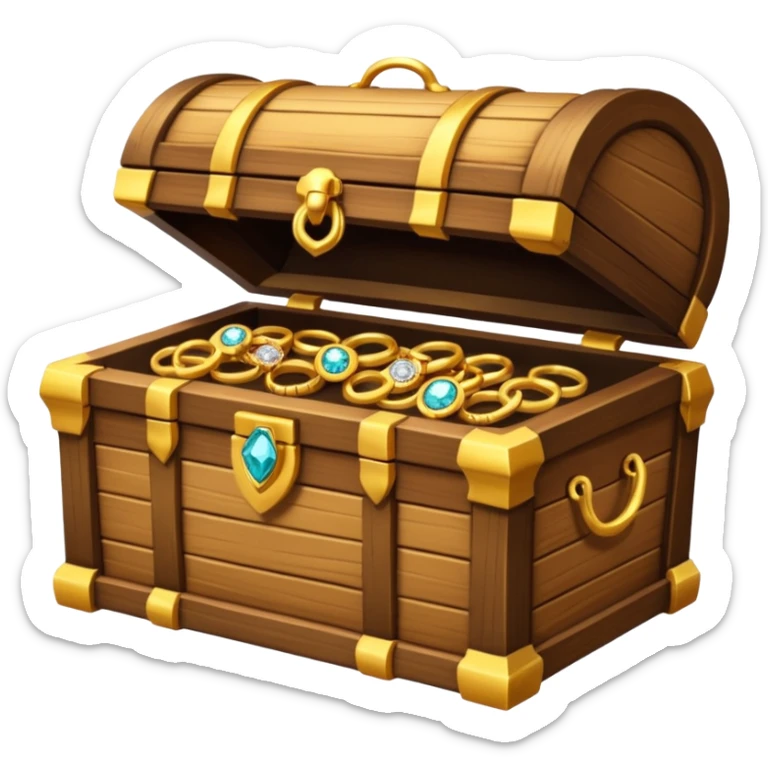 treasure chest with jewelery, rings and necklace in it sticker