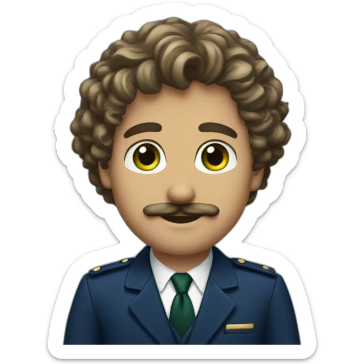 man-young-long-curly-hair-italian-green-eyes-mustache-navy-blue-suit sticker