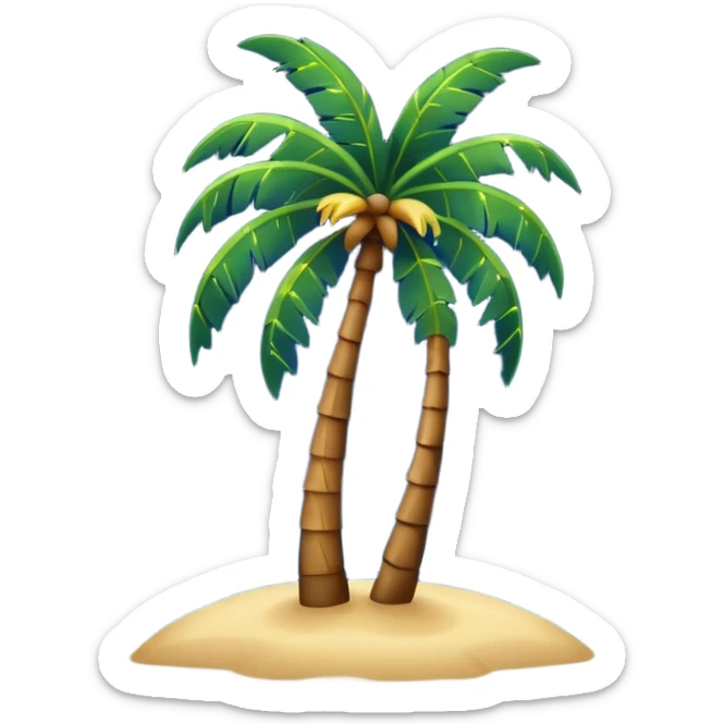 a picture of a palm tree and stars and moon in the sky and ocean during the night sticker