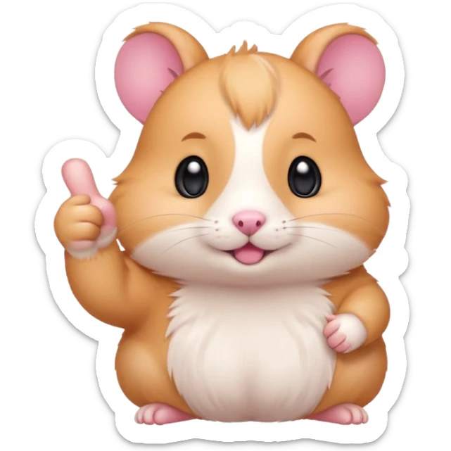 cute simple cartoon pink hamster paw giving a thumbs up, chibi emoji style, isolated sticker