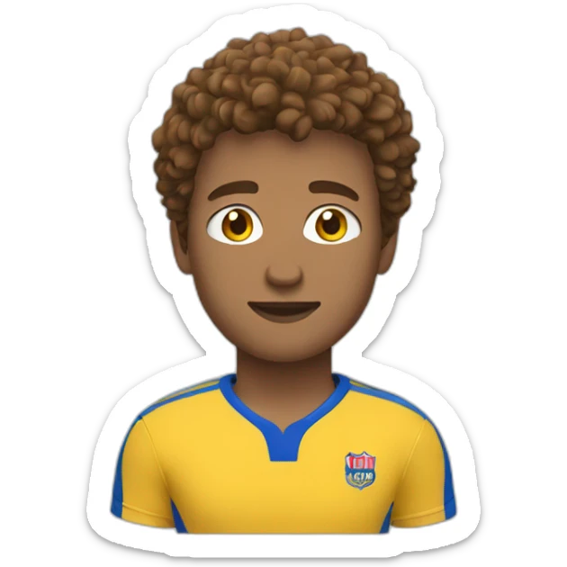 Rugby player With yellow and blue t-shirt and brown short curly hair sticker