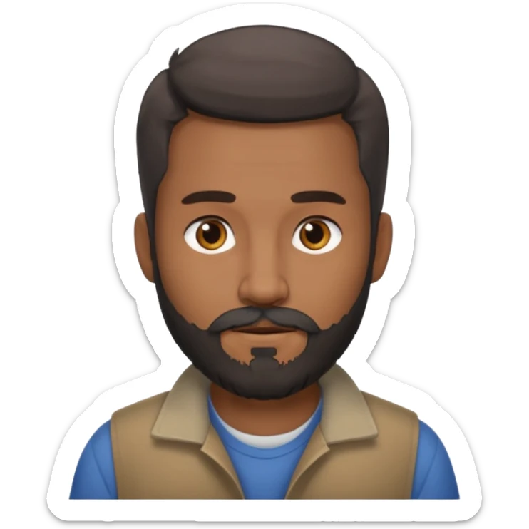 give my dad a grandpa look but beard mixed with grey and black , very low hair on head brown in complexion, casual clothes sticker