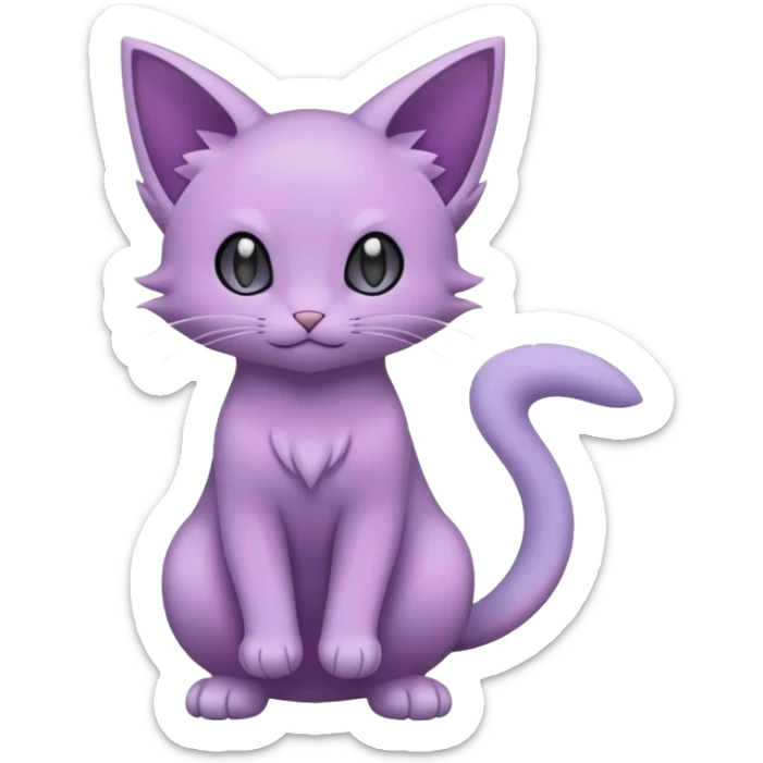 Dark gloomy pastel smooth silky soft pure cute Purrloin-Delcatty-Pokémon-Fakémon-hybrid-creature (full body) sticker