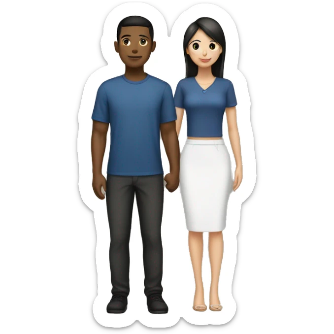matching outfit couple Asian female and black male sticker