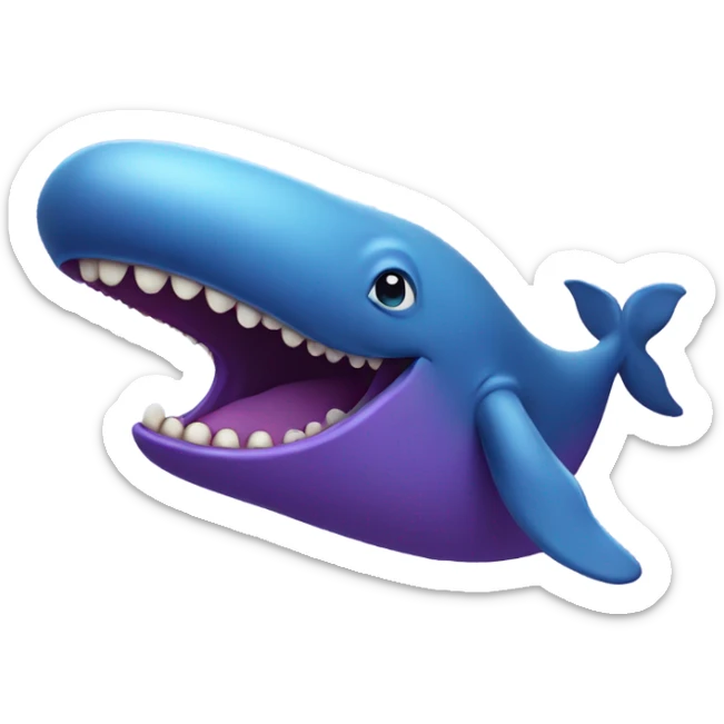 Blue whale purple, open mouth sticker