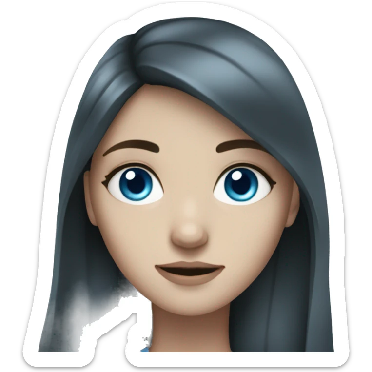 White girl with blue eyes and long dark hair sticker