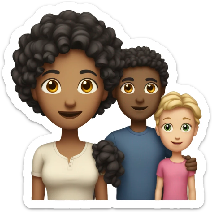 White Family with 3 kids and 2 parents. The mother has dark curly hair sticker