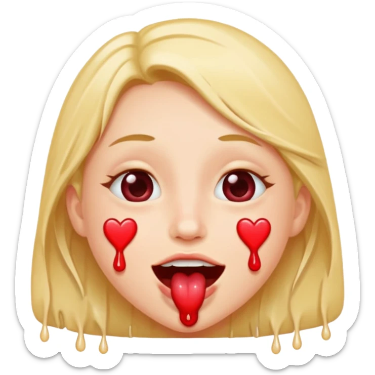 quelqu'un tres content avec des coeur a la place des yeux et de la salive qui coule de sa bouche. il faut des coeur a la place de yeux sticker