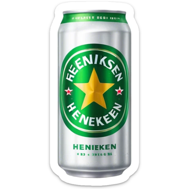 Cinematic Realistic Heineken Pop Culture Emoji, showcasing an iconic beer moment rendered with crisp textures and vibrant, energetic lighting. sticker