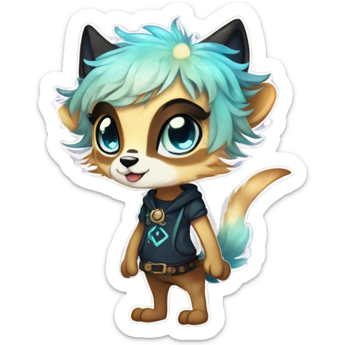 Cool cute Kawaii edgy fantasy animal sparkle fursona Fionbri by griffsnuff & LiLaiRa & Falvie full body sticker