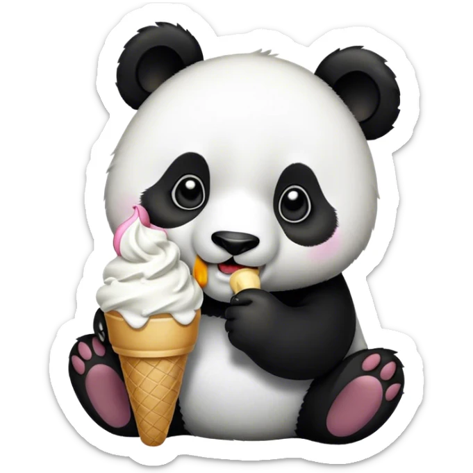 Panda eating ice cream sticker