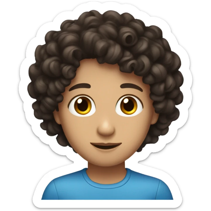 Tanned complexion woman with curly hair and blue eyed white man with blue with dark brown hair kissing  sticker