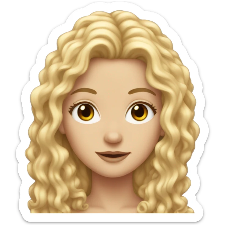 white girl with long curly hair sticker