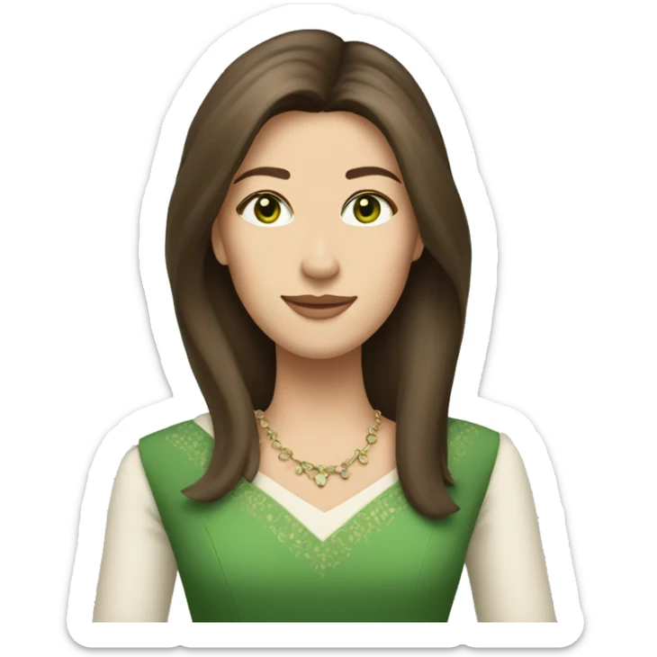 pretty 40 year old royal princess with grass green eyes and shoulder length straight brown hair  sticker