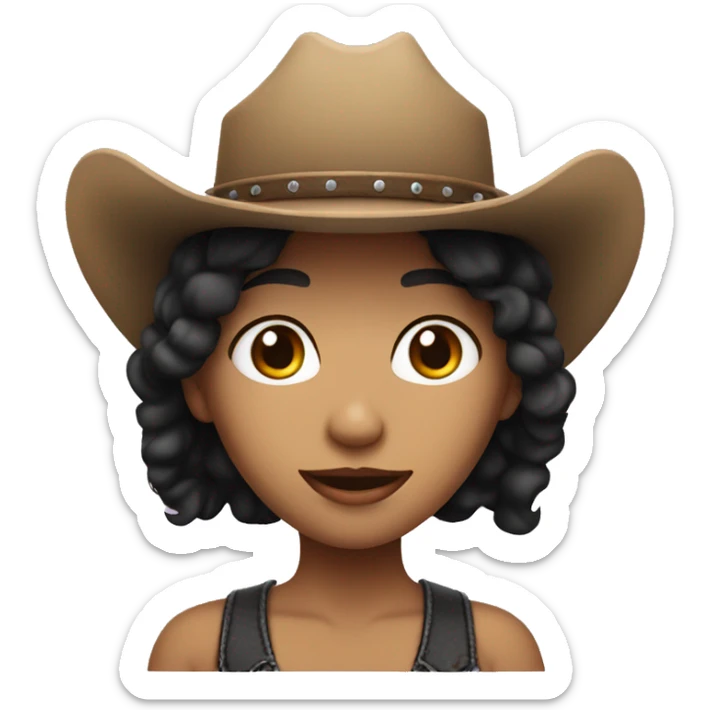 fair skin with black hair with cowgirl hat sticker