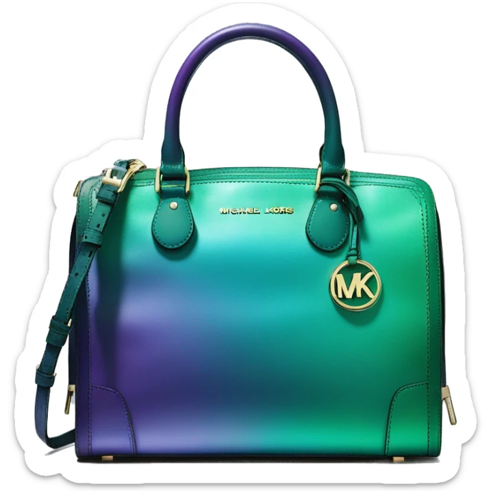 Realistic metallic purple blue green ombre Michael kors satchel purse.  sticker