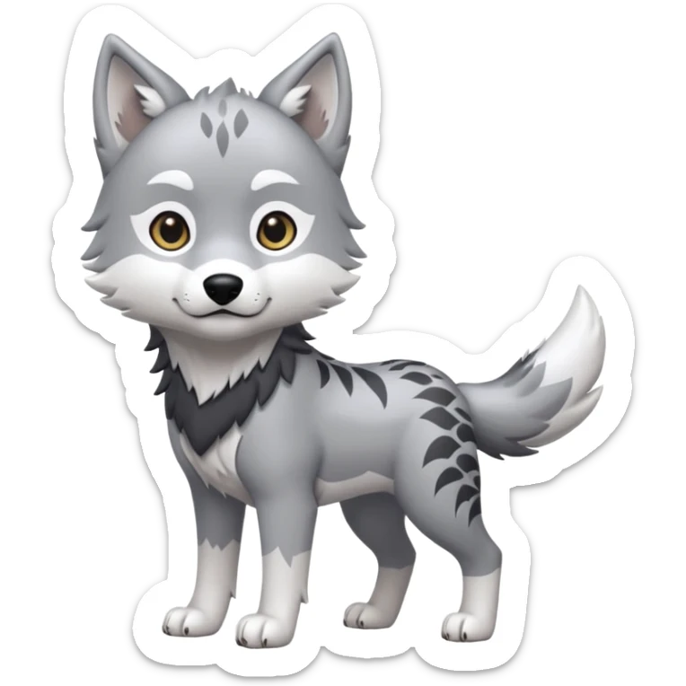 Toony Chibi Cute Ginga Nagareboshi Gin/Silver Fang the wolf (full body) (feral) (4 legs) (canine) sticker
