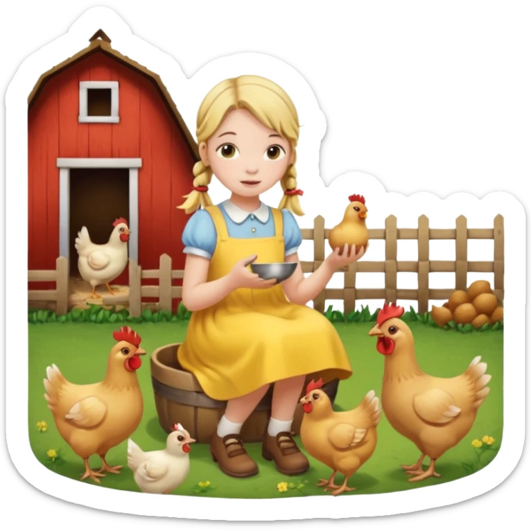 Girl feeding chickens – Pigtails, yellow dress



 sticker