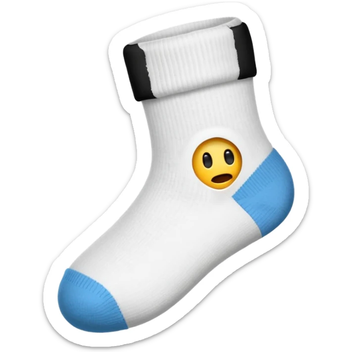 minimal emoji, white sock, hole at big toe, slightly frayed edges sticker