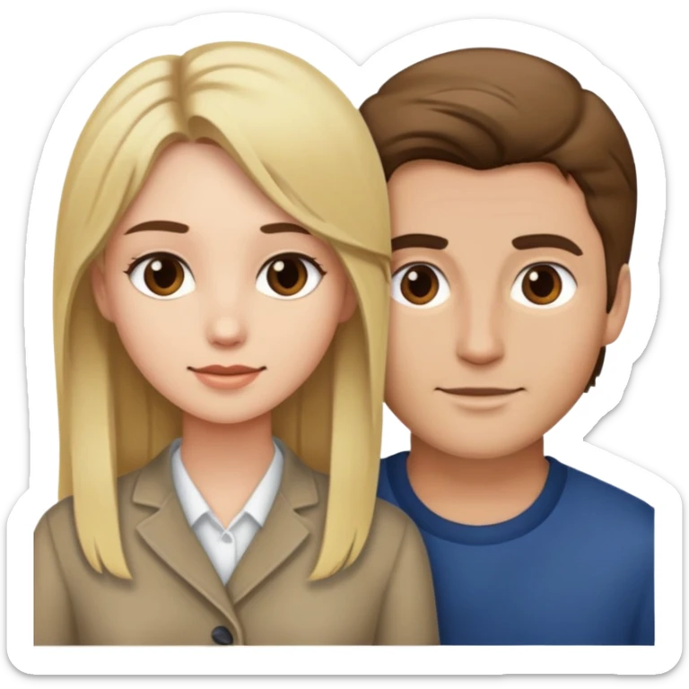 Brown hair man and blonde hair girl couple  sticker