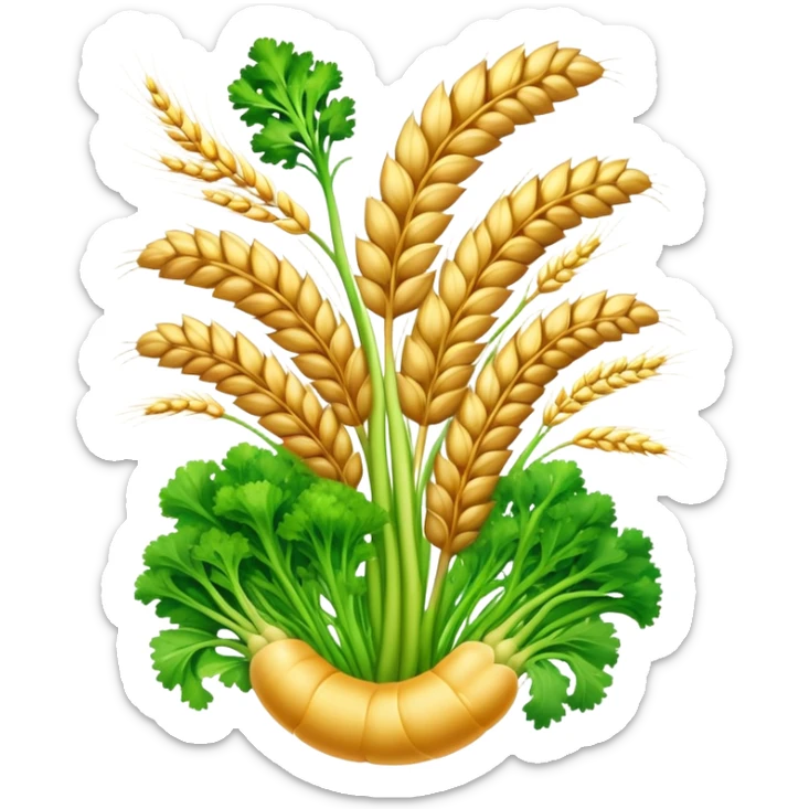 Golden wheat, green vegetables, colorful fruits, and tiny seeds surrounding a glowing digestive system. Light sparkles flow through the intestines, showing fiber's cleansing effect. All fiber-rich foods emit a soft glow as they contribute to digestive health. sticker