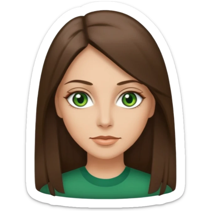 pretty woman in her 40s with green eyes and long straight ash-brown hair  sticker