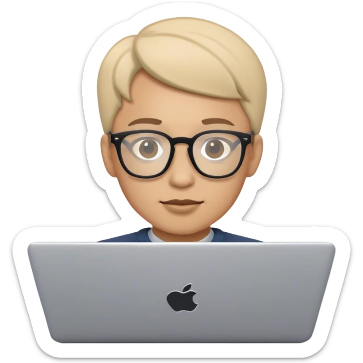 An emoji of a person with a laptop wearing glasses sticker