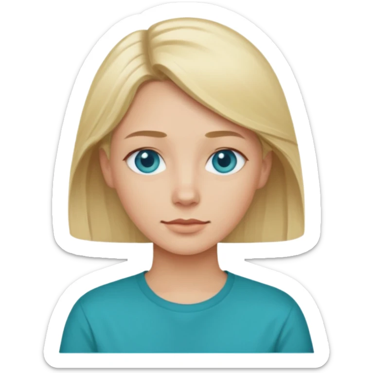 Change emoji of  blonde blue eyed  with Teal shirt (not the purple one) dont change other features sticker