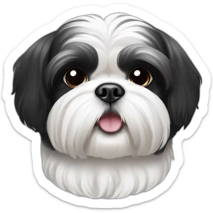 black and white shih tzu sticker