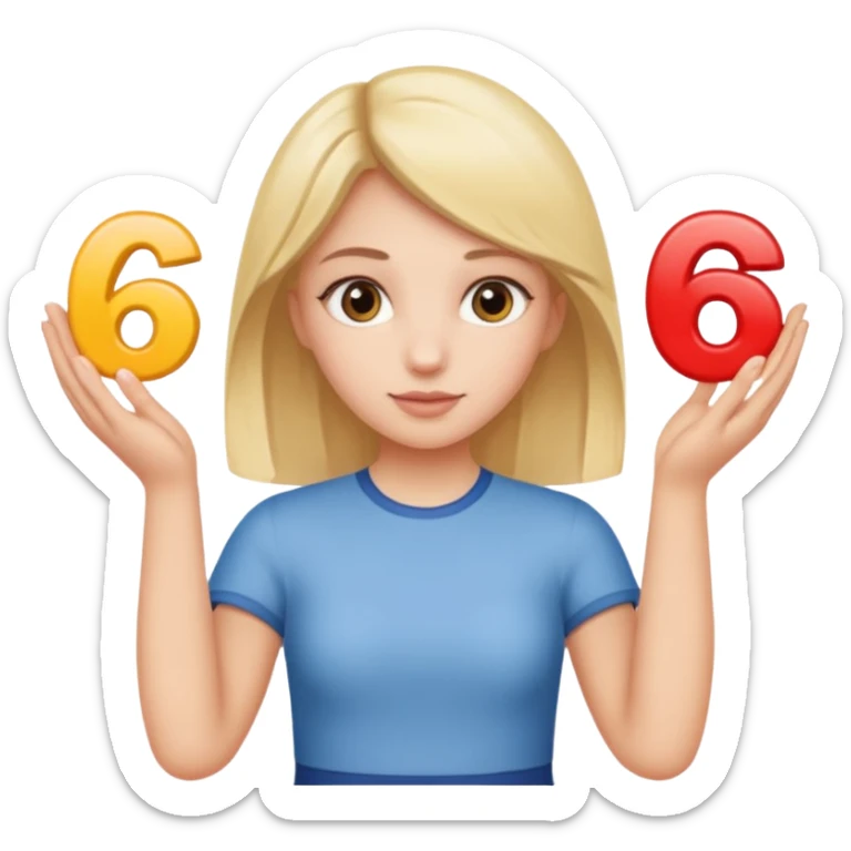 girl holding a six in one hand and a seven in the other hand sticker