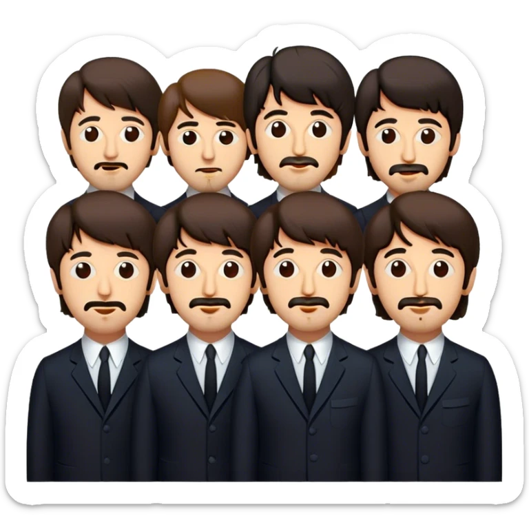 Cinematic Realistic The Beatles Pop Culture Emoji, showcasing an iconic, vibrant portrayal of the legendary band rendered with rich textures and nostalgic lighting that exude musical legacy. sticker